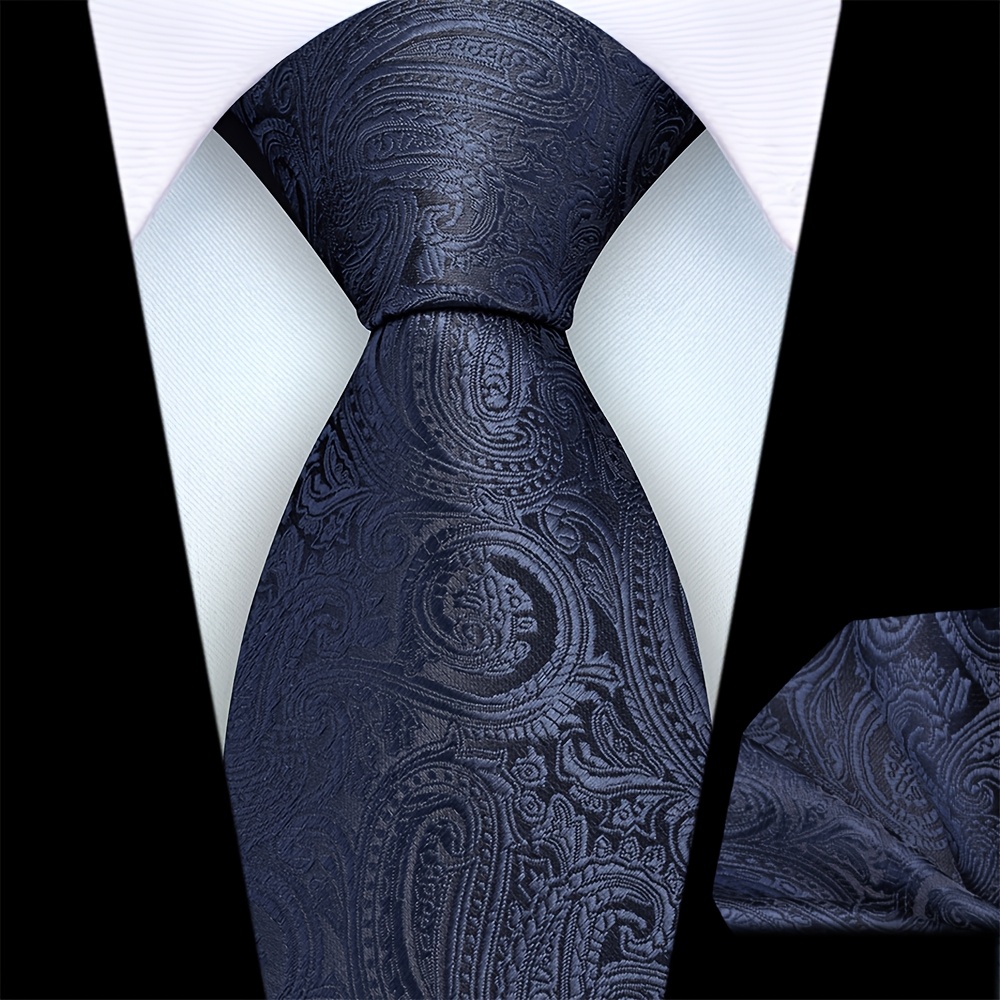 TEMU Ricnais 2pcs Men's 8cm Paisley Tie Square Set, High-quality Classic Fashion Wedding Party Business Tie Set For Men, Suitable For Daily Wear,