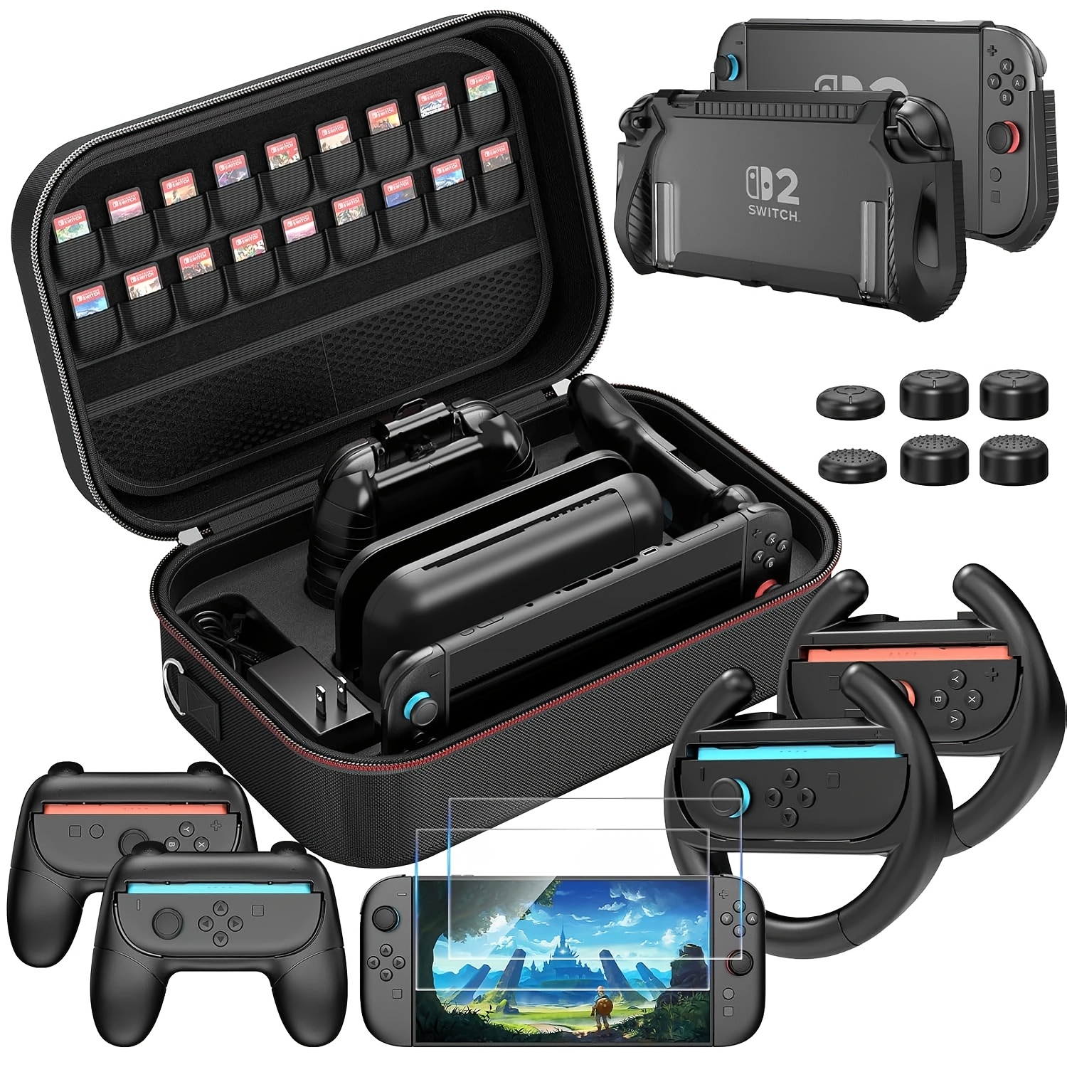 TEMU Deluxe & Large Protective Case For Switch 2, Featuring High-capacity Storage Bag For Switch 2 Accessories Bundle With Dockable For Switch 2