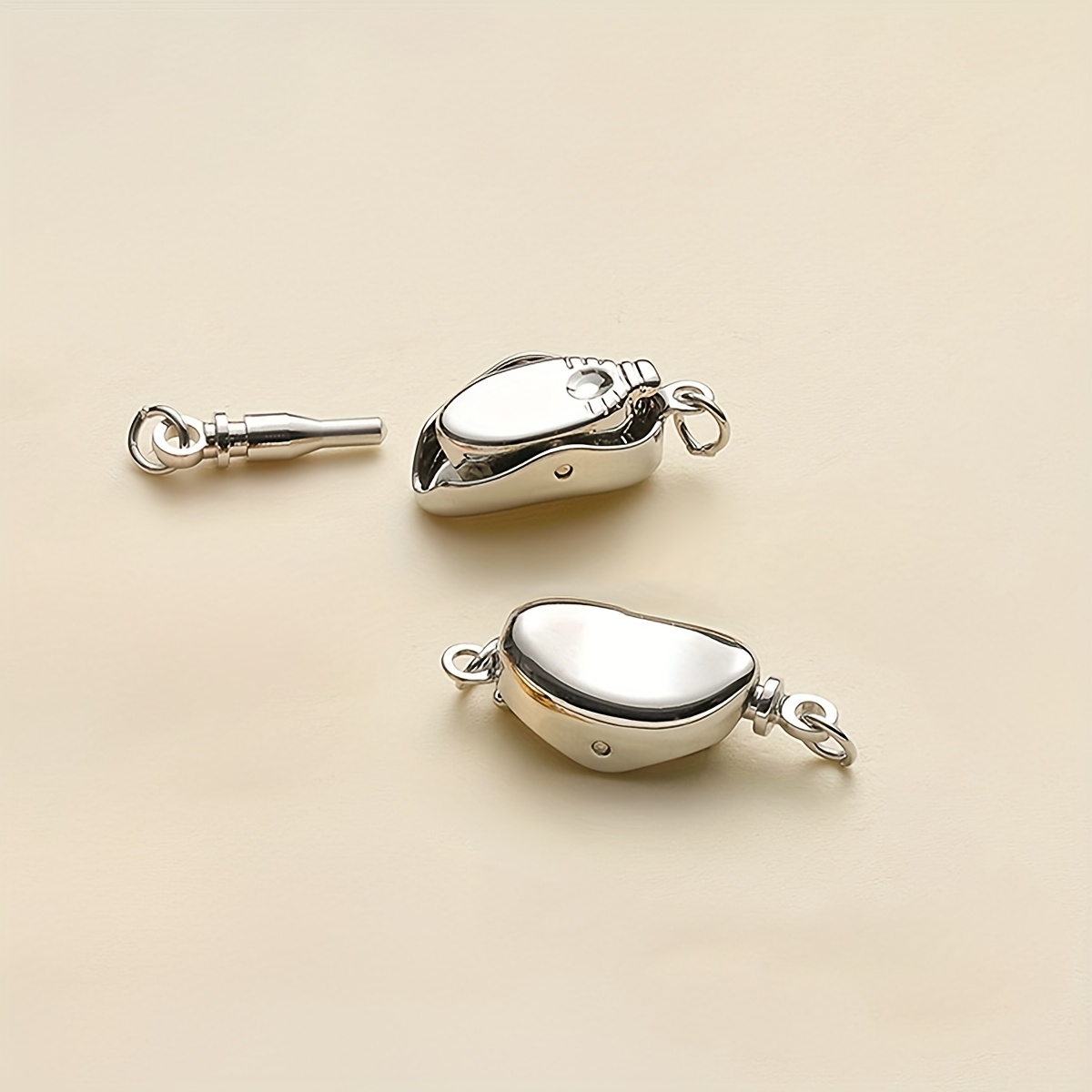 Image of 2pcs Stainless Steel Plated 18k Golden Jewelry Connection , Silvery Pea , , Suitable For Jewelry, Bracelets, Necklaces, Jewelry Additions, Pearl Bracelet Connection
