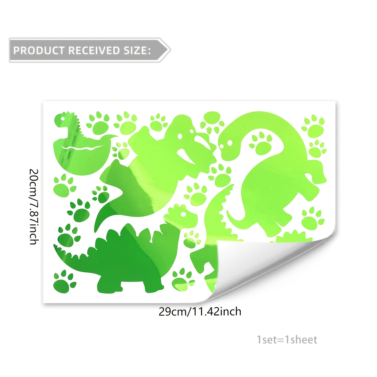 Image of A Dinosaur Footprint Colorful Luminous Sticker, Self-adhesive Wall Sticker That Green, For Bedroom And Living Room Background Decoration