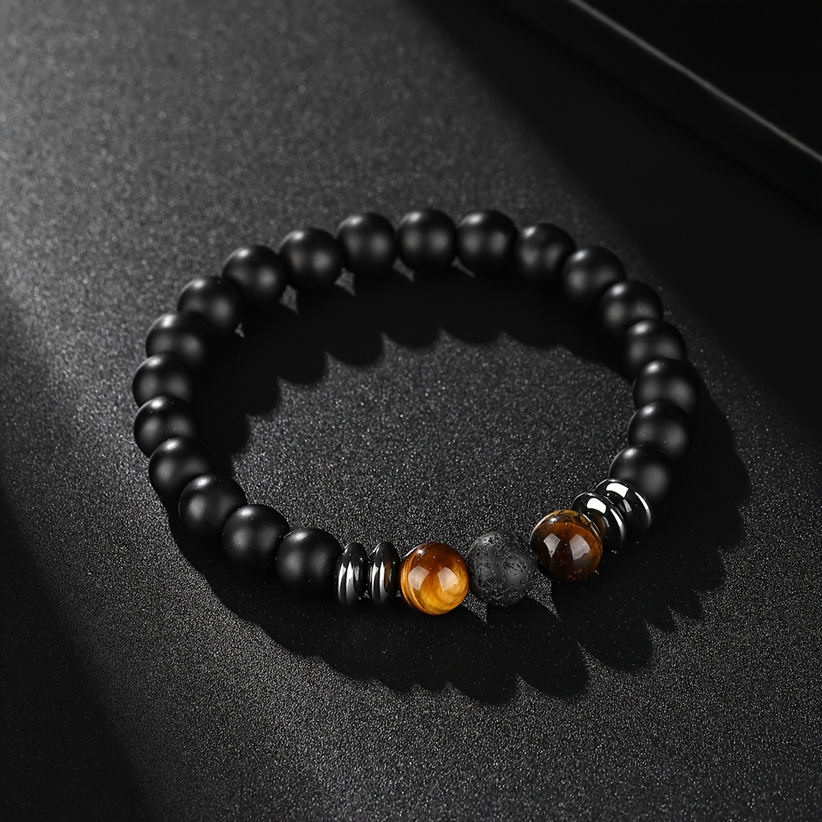 Image of 1pc 8mm Jupiter Natural Stone Bracelet For Men, Suitable For Daily Wear And Wear, Men's Jewelry