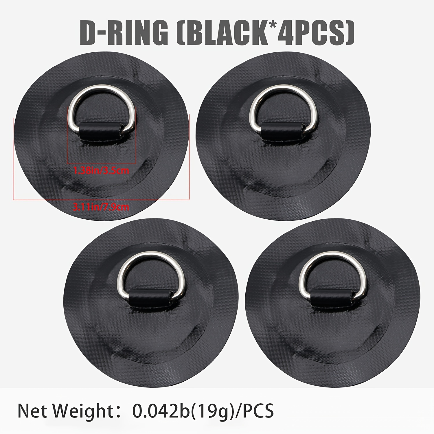 TEMU KOETSU 4er Set Edelstahl Runde D-Ringe Patch Kit, geeignet für PVC Paddleboards D-Ringe für , Surfboards, aufblasbare Boote und Paddleboards,