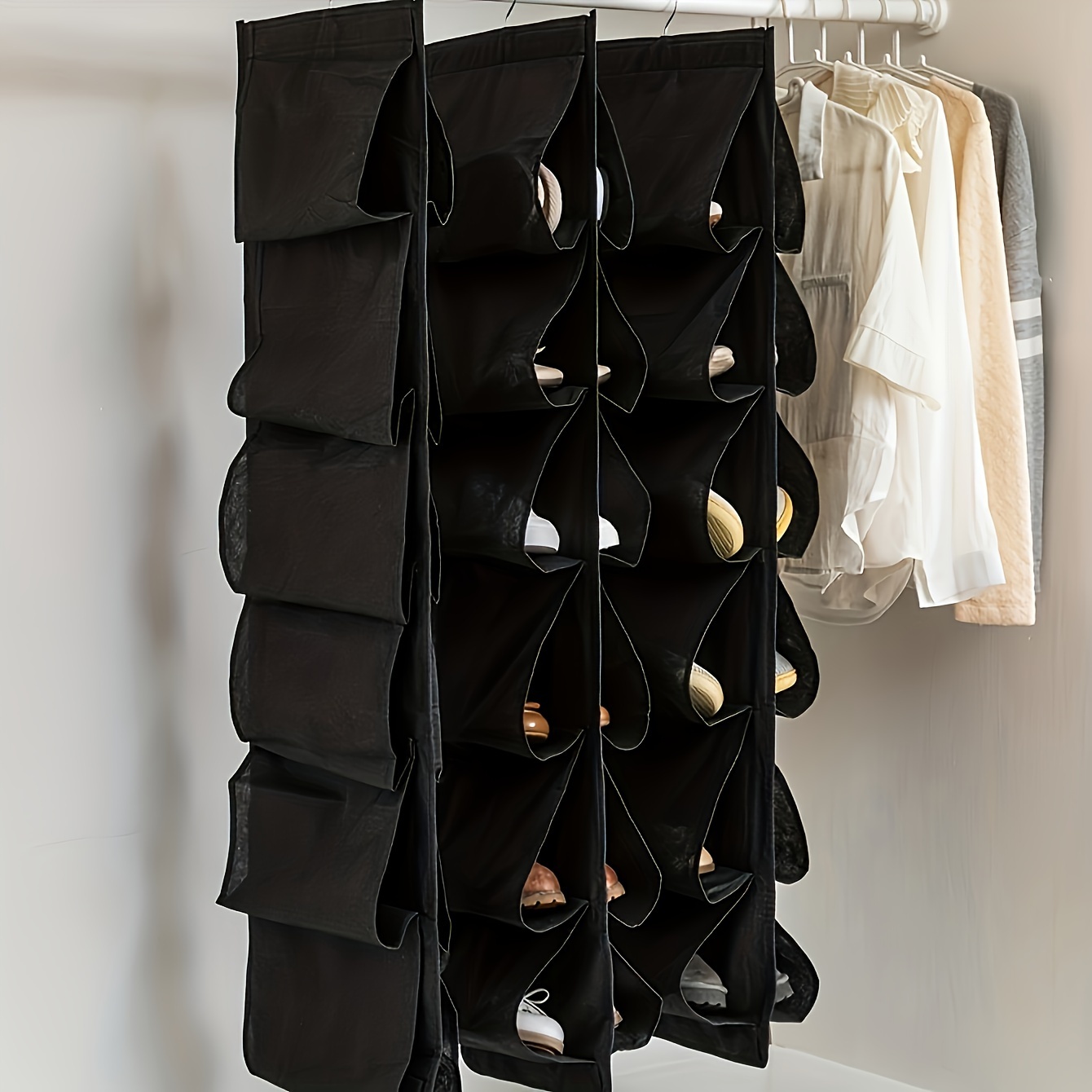 

1pc Black 9.5lbs(max) Multifunctional Accessories Storage Bag, Storage Hanging Bag For Shoes, Home Storage Hanging Bag, Wardrobe Hanging Shoes Organizer