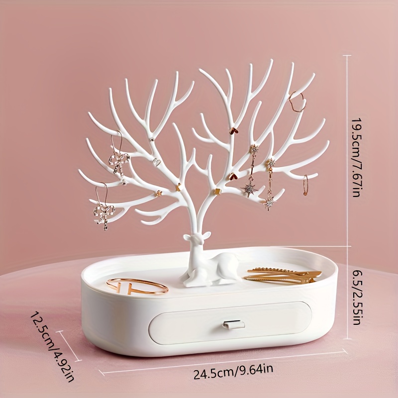 Image of 1pc Antler Jewelry Rack, Jewelry Storage Box Desktop Antler Tree Earrings Necklace Display Rack Key Desktop Storage Rack For Bedroom, Bathroom, Dressing Table, Jewelry Towers