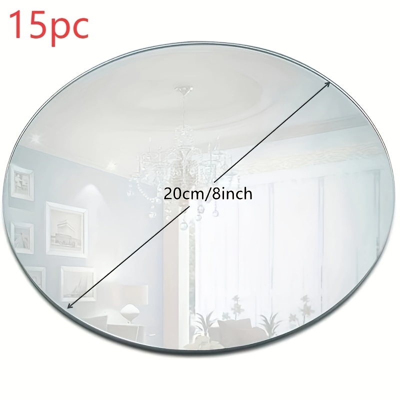 TEMU Decorative Trays, 15pcs, 20cm Round Acrylic Mirror Decorative Tray, Candle Tray, Shatterproof Acrylic Mirror Cosmetic Mirror Bathroom Mirror,