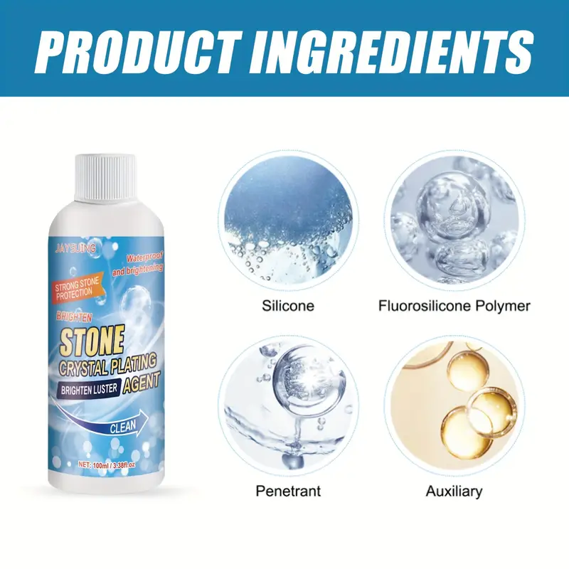 stone crystal plating agent set kitchen tile countertop scratch repair cleaning stain 100ml 100ml details 2
