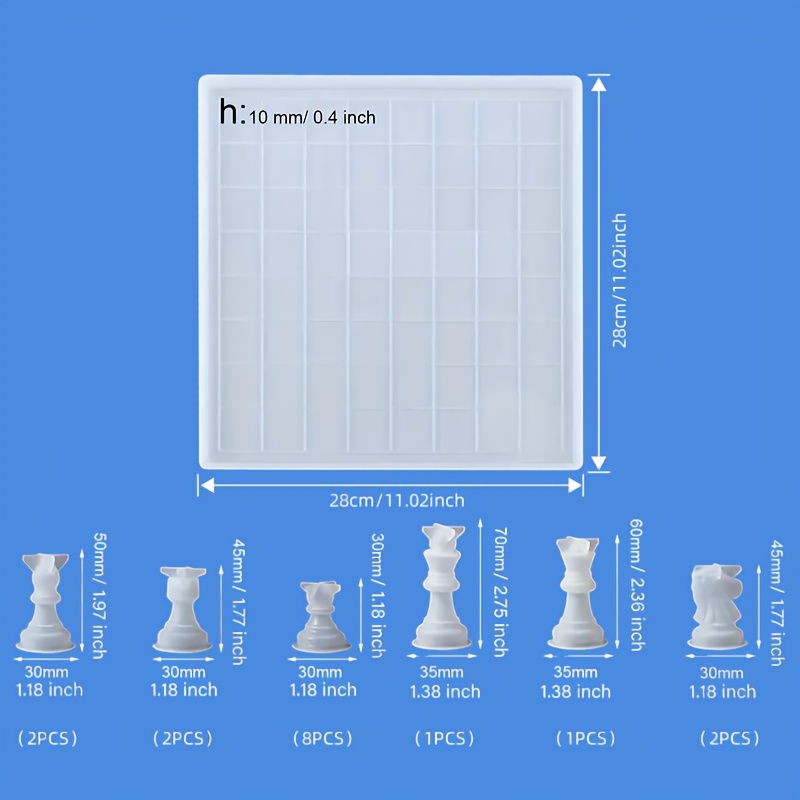 Image of [resin Casting Molds] 17pcs Chess Resin Silicone Mold Set, Jewelry Casting Resin Diy Mold, Bead Jewelry Making Supplies