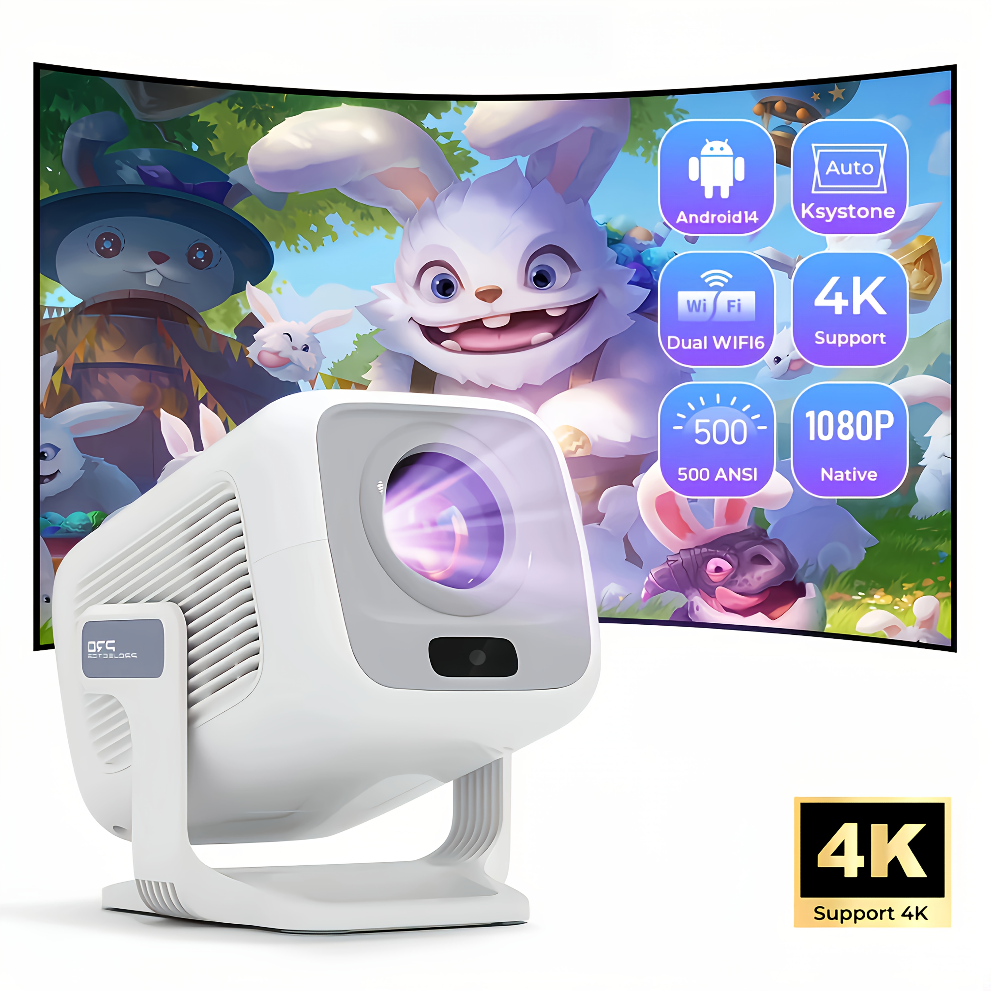 Image of [ /short Throw ] 500ansi Smart Projector With Built-in Apps, 5g Wifi And Wireless 5.4, 1080p Local Projectors Support 4k Projector, Mini Portable Projector X3aq Lyncast