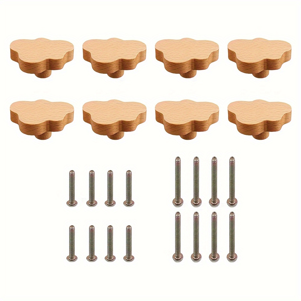 Temu 4/8Db BohéM StíLusú FióKnyéL, TerméSzetes BüKkfa FióKgomb, Felhő Alakú Fa FióKnyéL, KéT KüLöNböZő MéRetű Csavarral, SzekréNyekhez, BúTorokhoz,-image