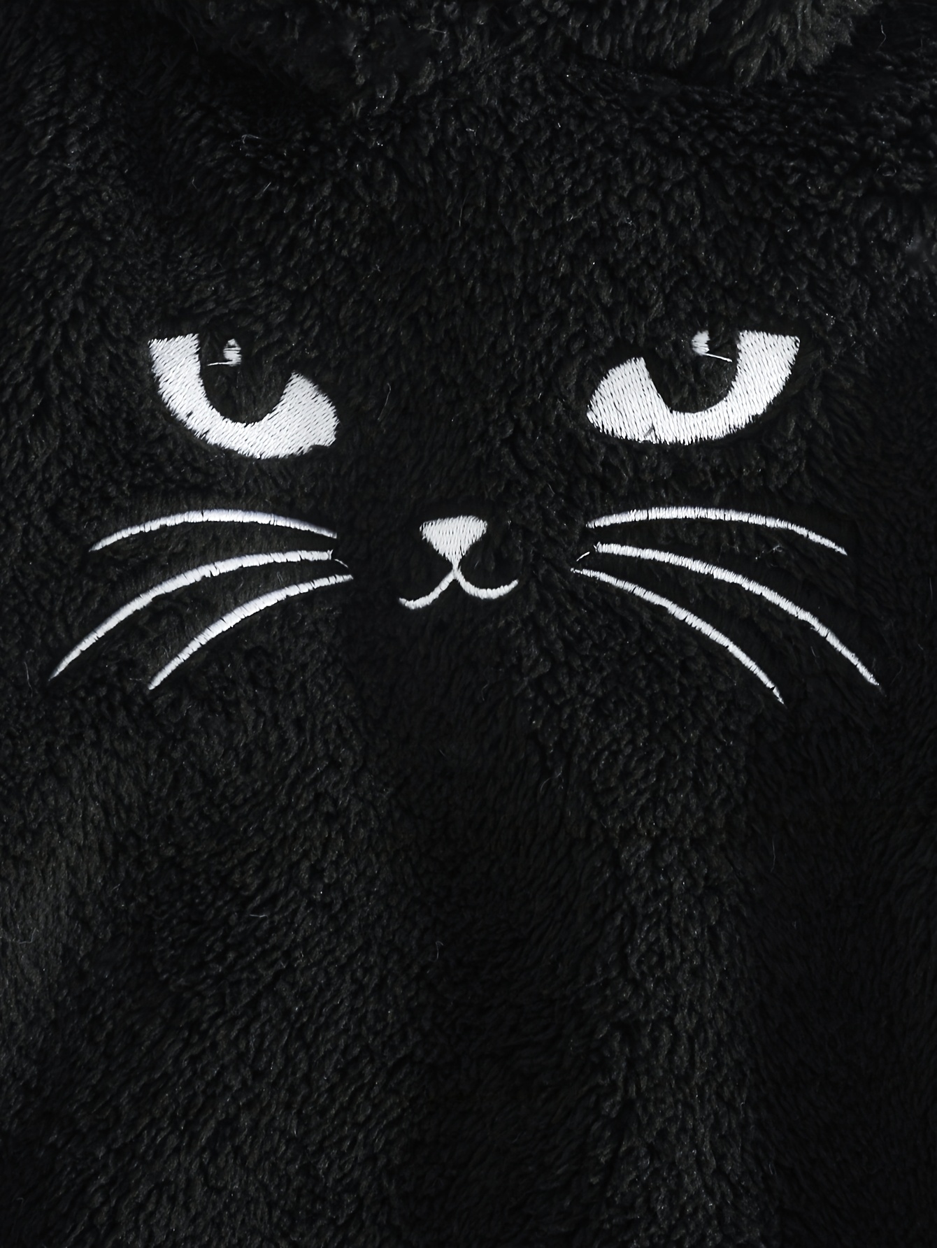 Girls' Hooded Standalone Jacket with Black Cat Pattern