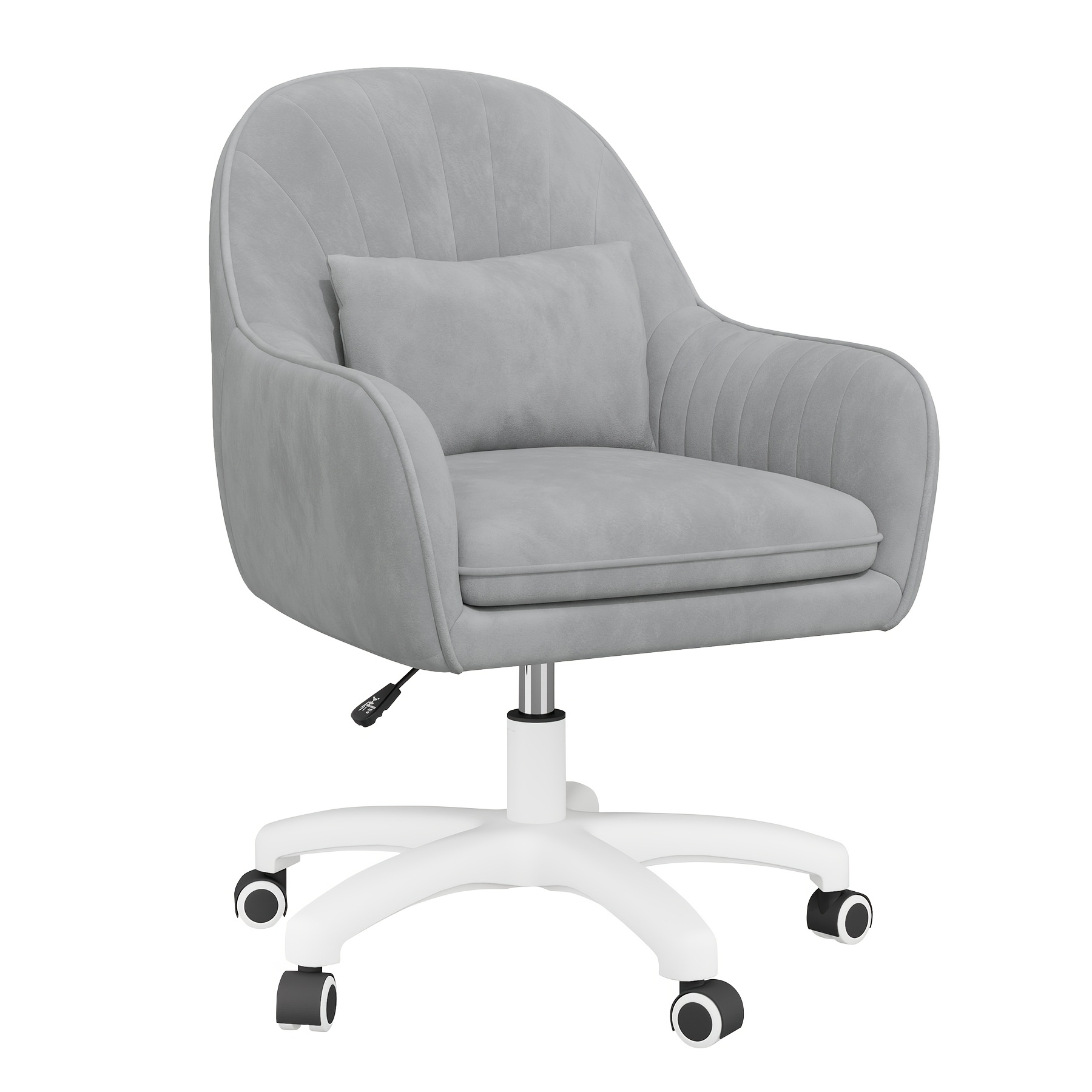 Image of Office Chair, 150kg Weight Capacity Ergonomic Swivel Chair With Velvet Upholstery, Height-adjustable Desk Chair For Home Office, Study Bedroom, 1pc White, Pink, Gray, Black, Beige