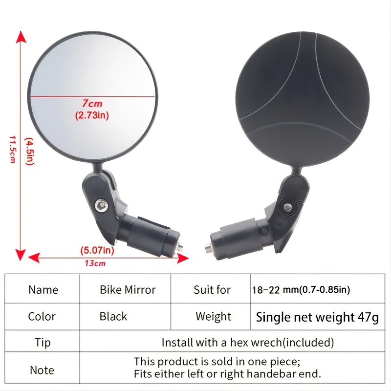 HD Wide-Angle 360° Rotatable Bike Rearview Mirror - 1pc/2pcs Handlebar End Mirrors for Mountain & Road Cycling