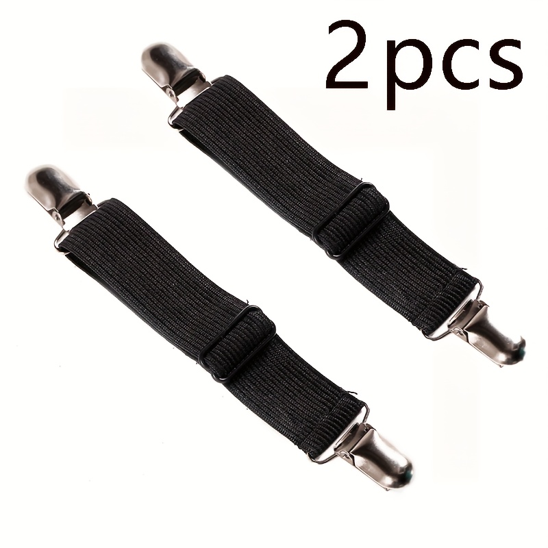 E-shop 2 Stück/4 Stück Verstellbare Elastische Stiefelriemen, Unisex Hosenclips, Schwarz, Langlebig, Rutschfest, Verstellbare -Rutsch Hosenbündchen