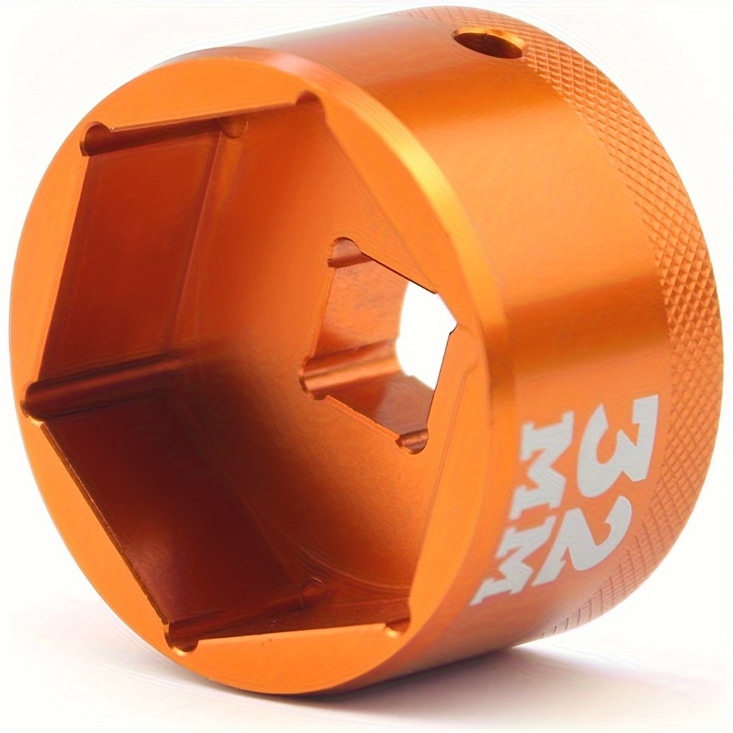 

Outil de Douille de Capuchon de Fourche de Vélo en Aluminium Orange Binazon 32mm, Compatible avec la Série de Fourches Fox 36, 38, 40 - Poignée , Entraînement à Cliquet 3/8