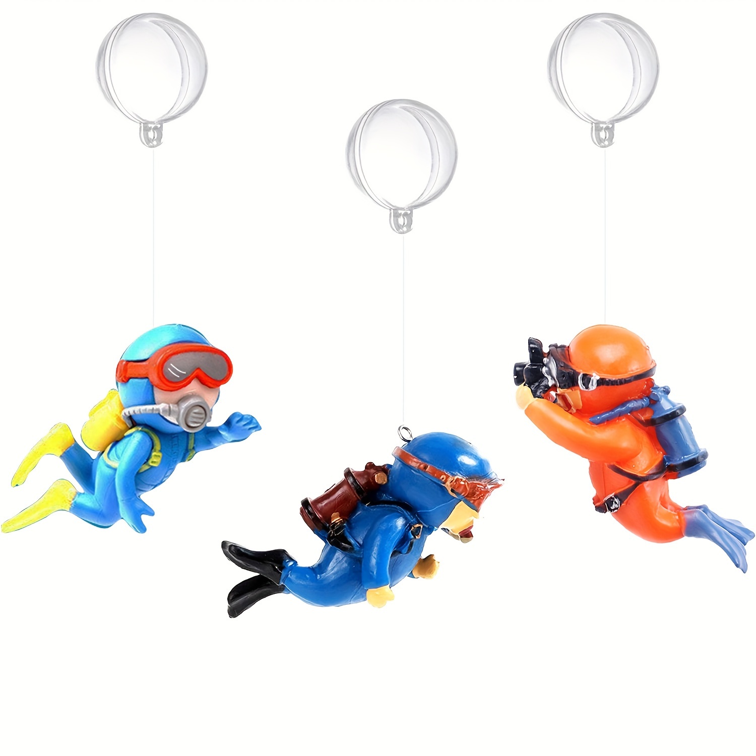 

3pcs Set Tank Decorations, Plastic Ornaments, Diving Divers Hanging , For Tank Decor