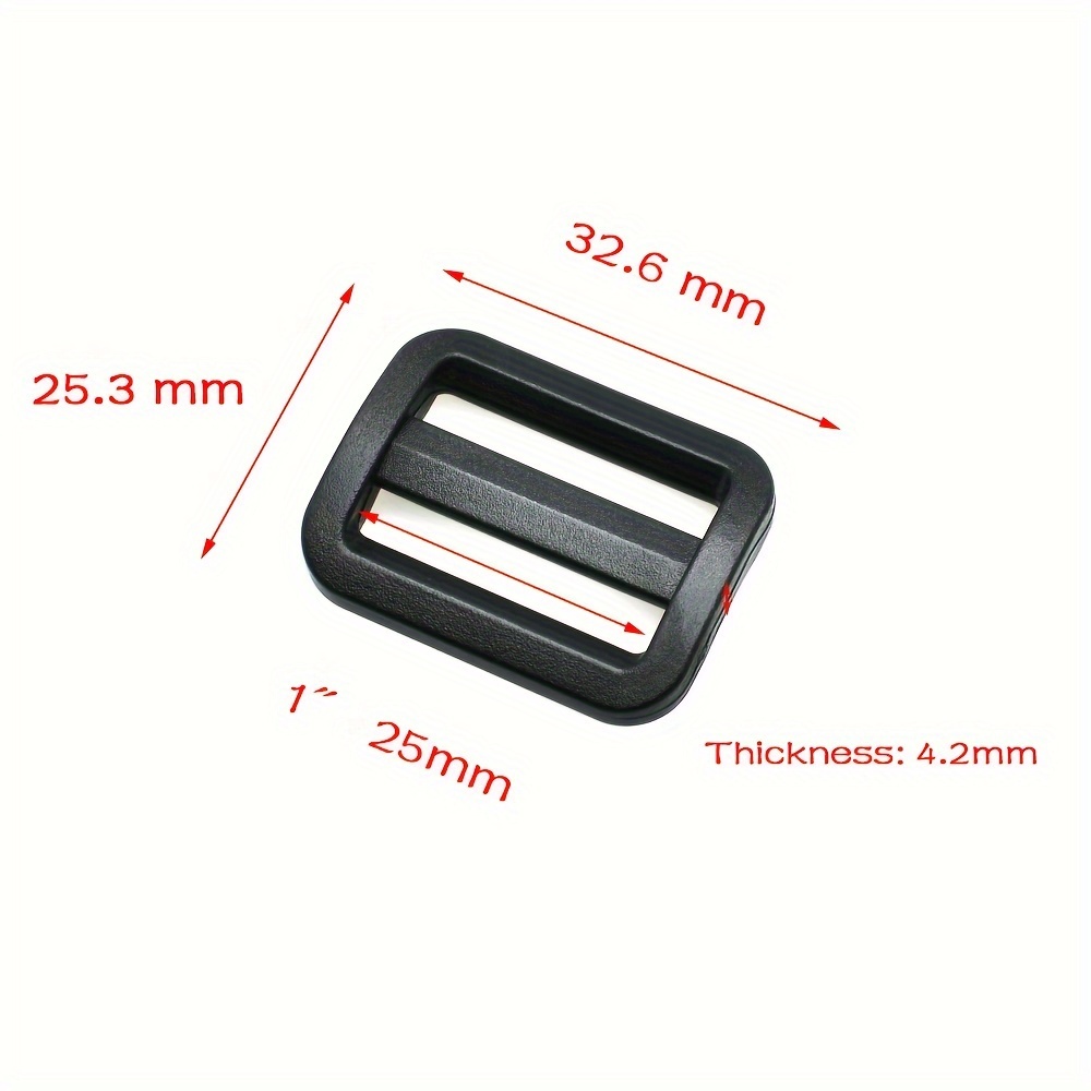 Image of 30pcs 3/4 Inch-2 Inch Black Shoe Buckles Plastic Webbing Adjuster 20mm 25mm 32mm 38mm 50mm Triglides Black For Backpack Bag