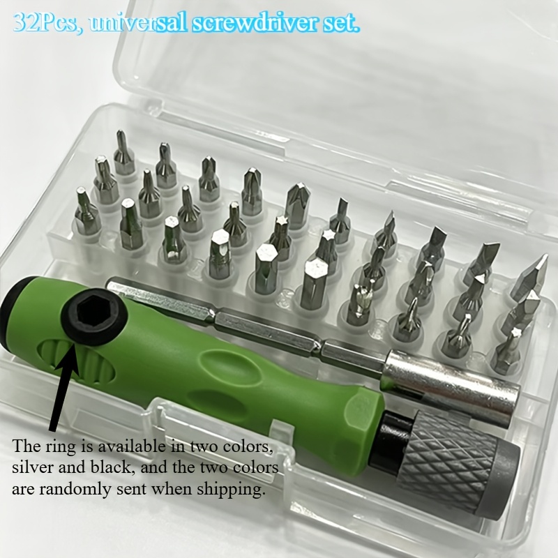 E-shop [32-in-1] Präzisions-Schraubendreher-Set, tragbare Mini-Magnet-Schraubendreher mit Kreuzschlitz- und Flachschlitz, geeignet für Auto, Möbel,