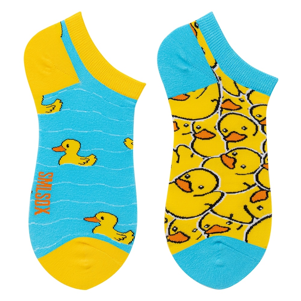 1-pair/2-pair Spring/summer Little Yellow Duck Fashion Ab Asymmetrical Women's Ankle Socks