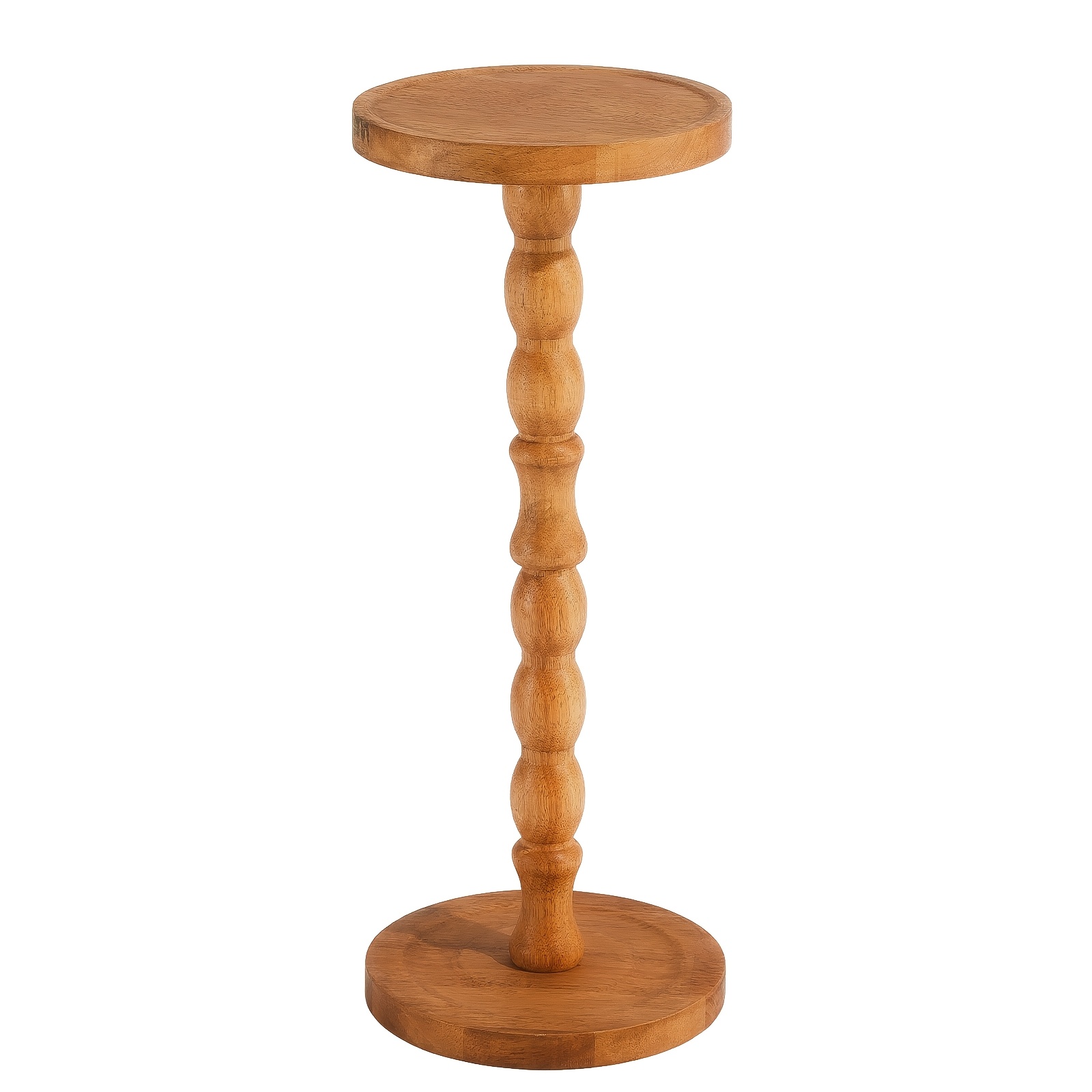 Solid Wood Coffee Table, T-shaped Round Side Table Walnut Color, Structure Strong Bearing No Shaking, Solid Wood Sturdy Durable, 60cm Height Compact Perfect, For Living Room Sofa Side Balcony