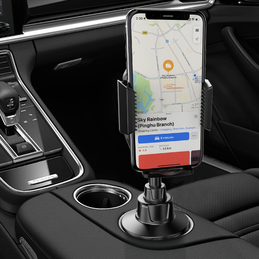 Adjustable Car Cup Holder Phone Mount, Abs Material, 360 Degree Rotatable Smartphone Cradle, Operation, Extendable Arm, Compatible With 4"-7.2" Devices