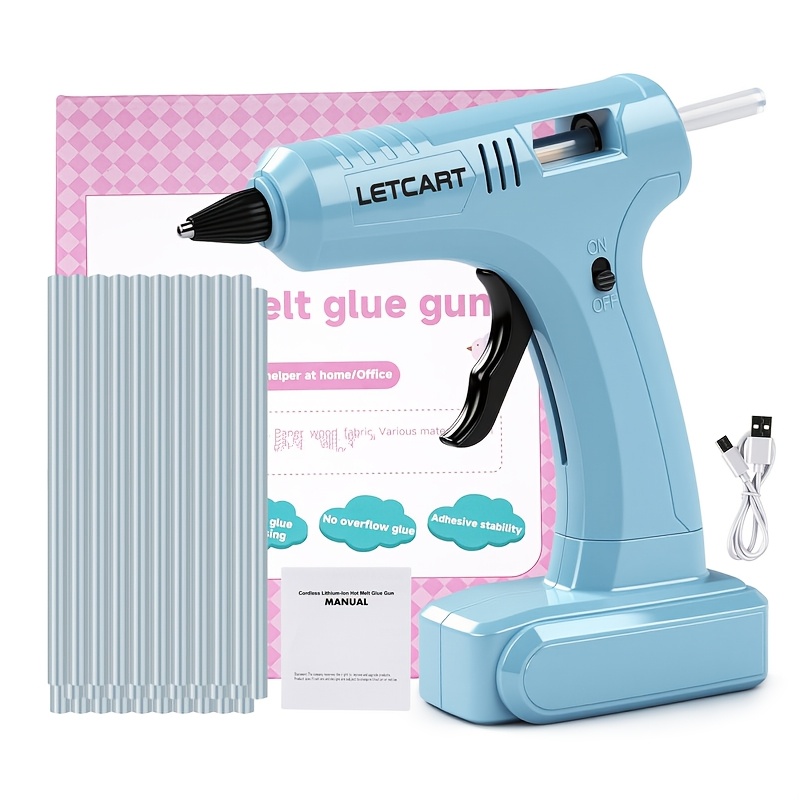 TEMU Hot Glue Gun, 40w Hot Melt Glue Mini Industrial Guns Electric Repair Tool W/30pcs Glue Stick Us Blue