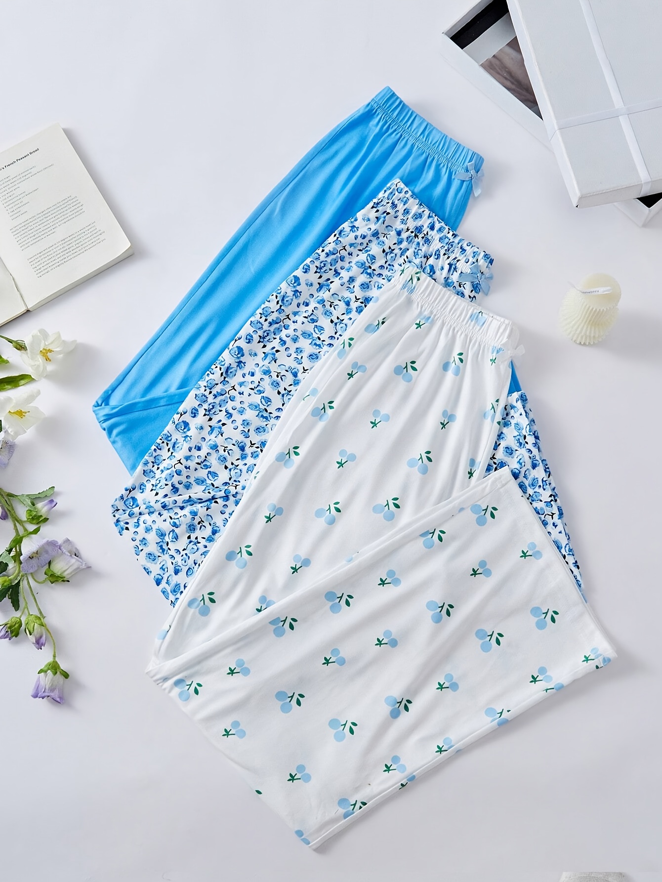 3 st. sovbyxor för kvinnor avslappnade långa byxor enfärgade - Temu Sweden