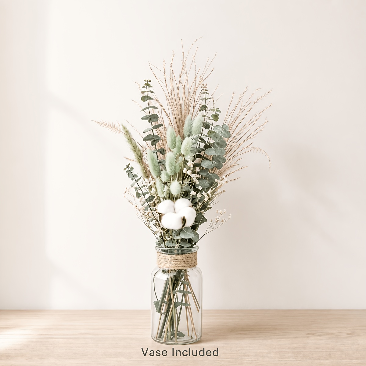 Image of 36pcs Natural Eucalyptus Dried Flower Bouquet, Rustic Floral Arrangement For Home Table Decor