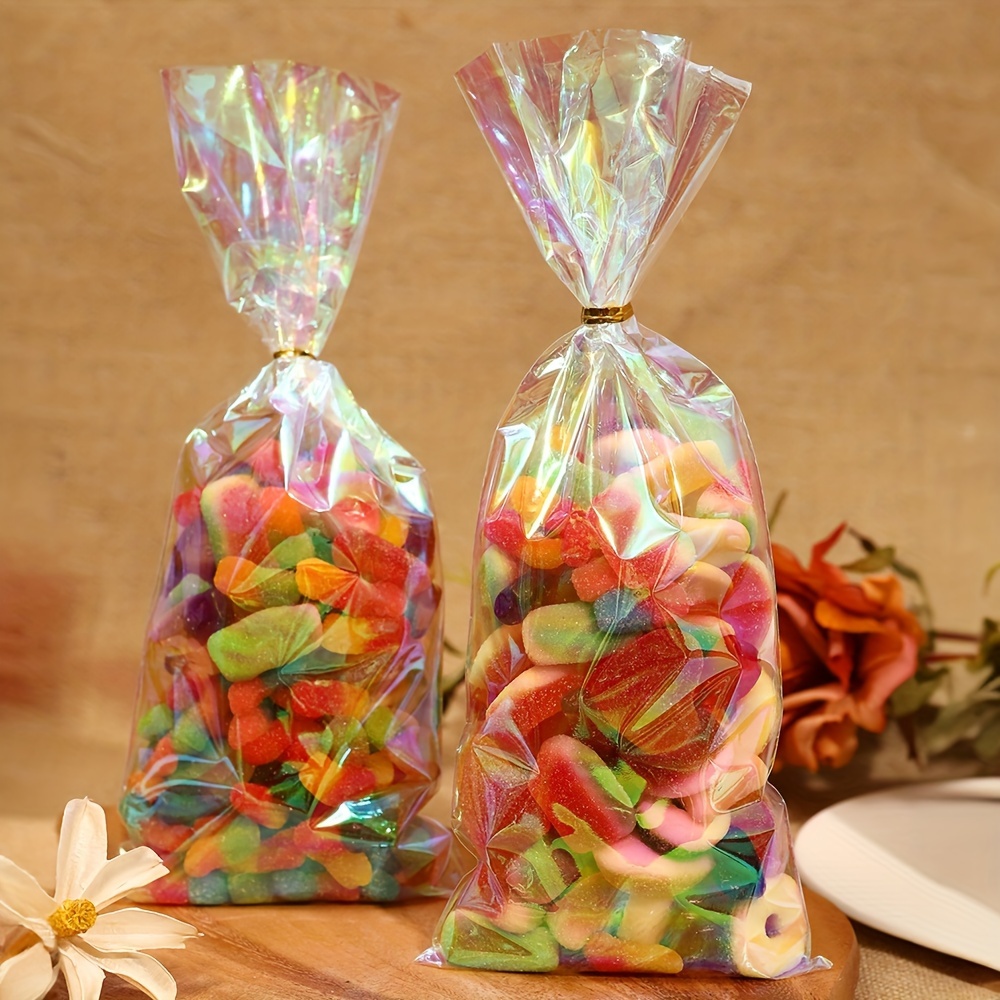 

50-piece Rainbow Holographic Cellophane Bags 4x9.5" - Perfect For Party Favors, Gifts & Decorations | Ideal For Birthdays, Weddings, Valentine's Day & Holidays