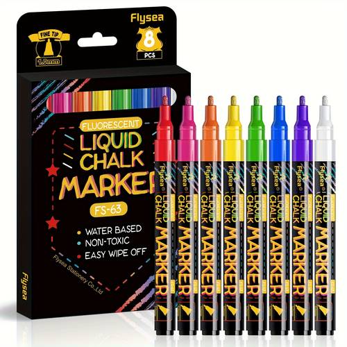 12 color 8 color liquid chalk markers dry erase markers suitable for all non restaurant menu boards coffee boards blackboards whiteboards led writing boards window car windows school assignments