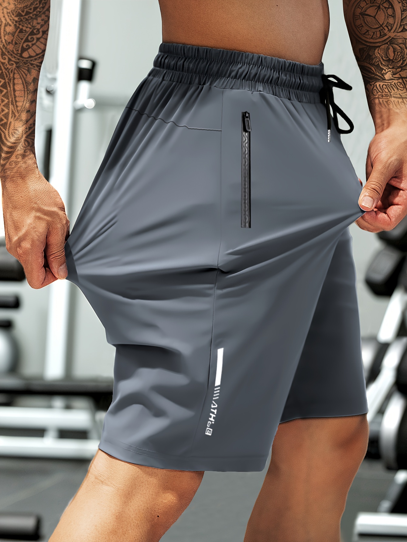 Herren Sommer-Shorts mit hoher Elastizität, Kordelzugbund und Reißverschlusstaschen - Marineblau, Lässige Outdoor- & Fitnessbekleidung, Atmungsaktive Nylon-Spandex-Mischung, Ideal für Fitnessstudio, Wandern & Alltagskleidung, Outdoor-Shorts|Kordelzug-Shorts|Langlebige Shorts