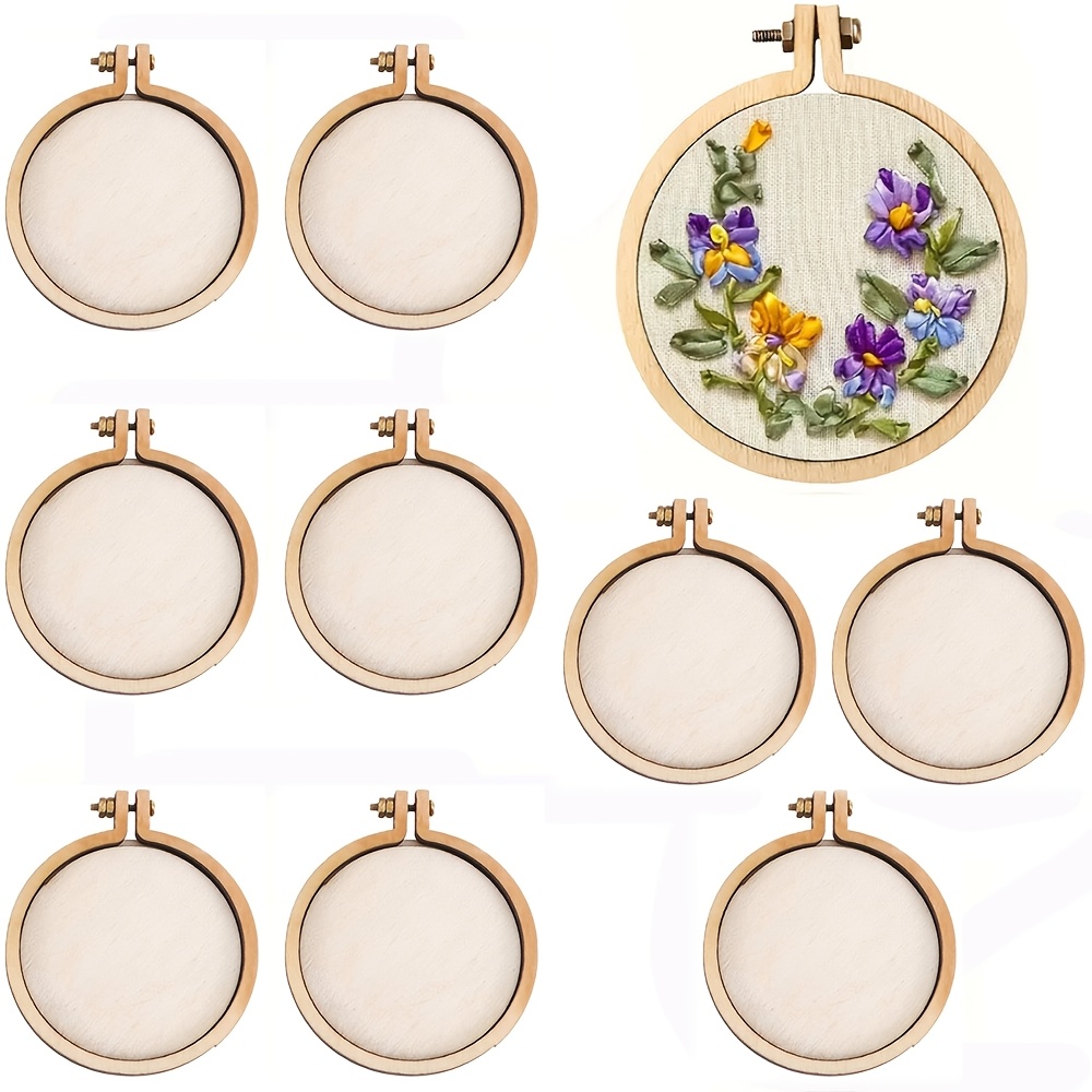 Image of 10-pack 4cm Embroidery Hoop Wood Hoop Ring Wooden Round Crossing Hoop Display Frame Circle For Diy Pendant Embroidery Frame Craft Favors Ornaments