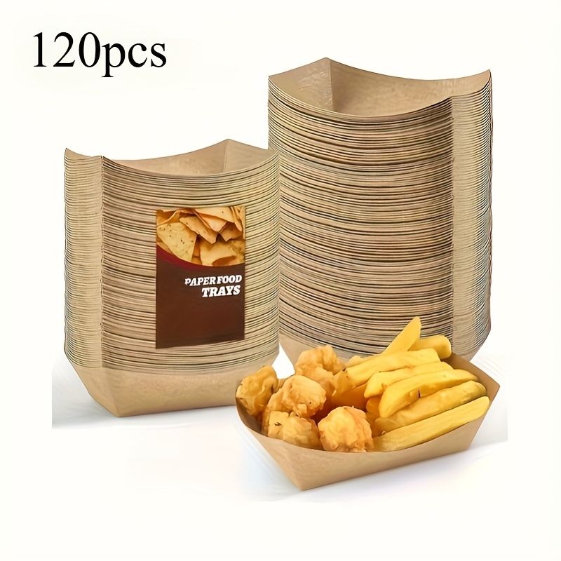 30//100/120pcs Pack - Paper Trays - Suitable For , Fries, Barbecues, And Festive Parties