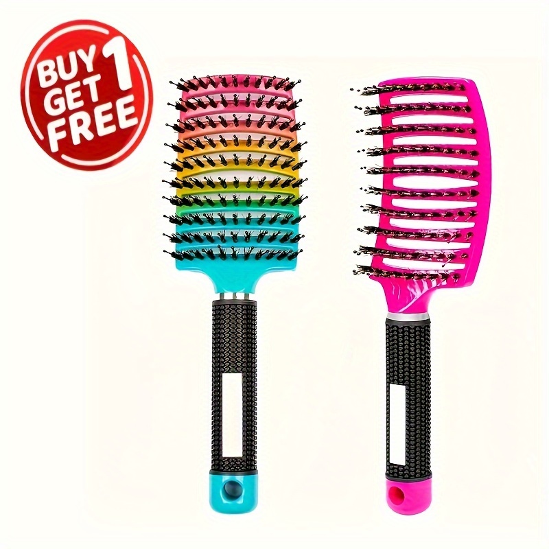 

2pcs Detangling Hair Brushes, Flexible Bristle Comb Set, Gentle Massage Design, Suitable For Women With Curly/wet/long/short Hair, Hair Care And Styling Tool
