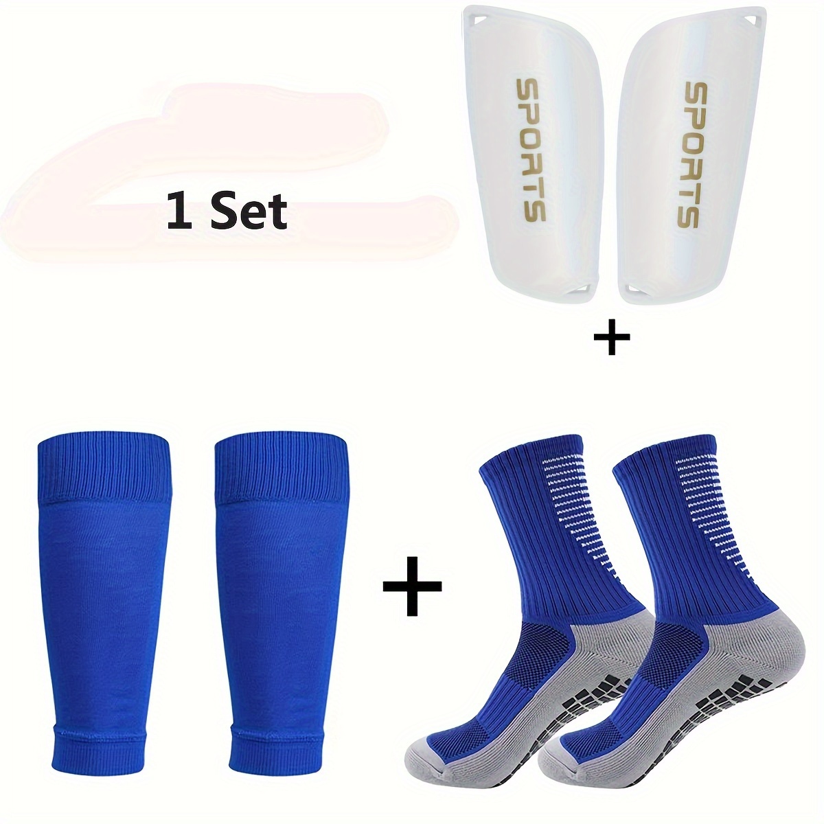 

1 Set Of 3pcs Adult Soccer Gear Kit, Non-slip Rubberized Football Socks, Professional Athletic Socks, Leg Sleeves With Knee Pads & Shin Guards Perfect For Soccer Sports