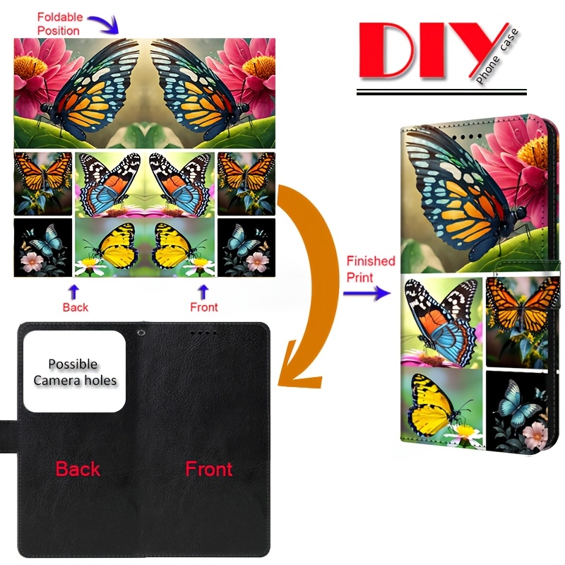 TEMU Phone Case - Diy Custom Uv Print Pattern Faux Leather Flip Phone Case Suitable For Sumsang For Galaxy A14 A17 A16 A C F 1 2 3 4 9 6 5 4 3 2 1 0
