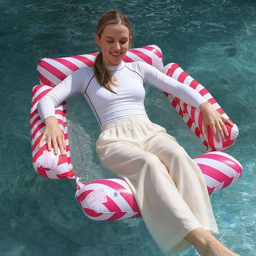 1 inflatable pool float chair striped pattern pool hammock float suitable for pool parties and vacations