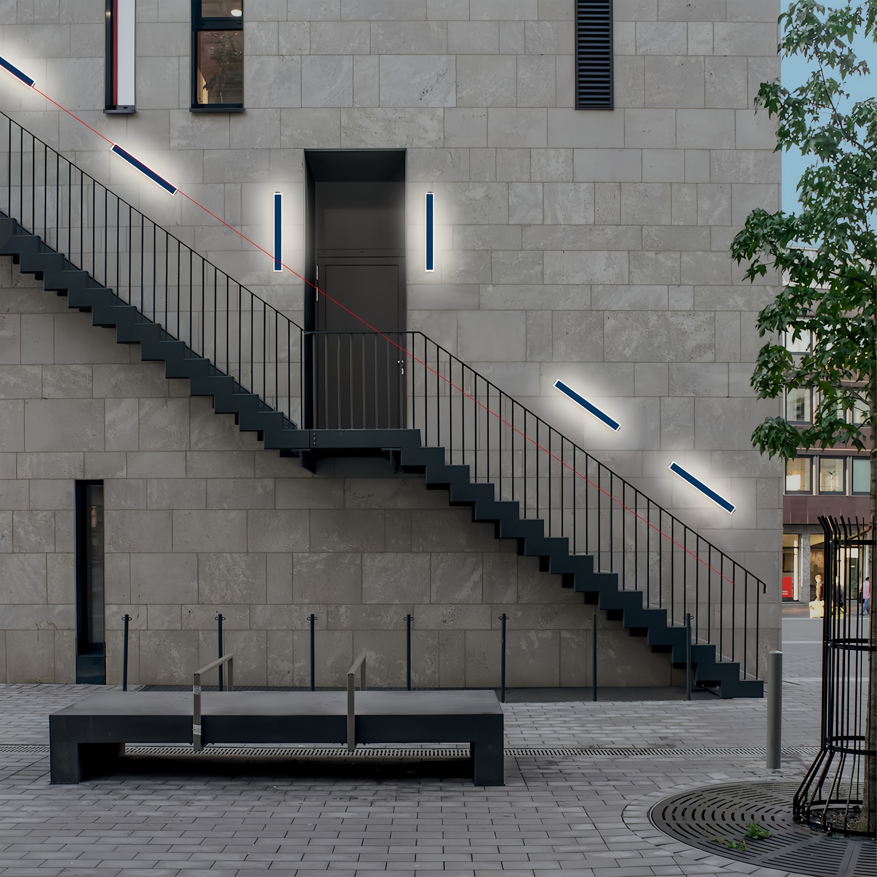 Solar-Powered Outdoor Wall Lamp, Battery-Operated, 10W Lighting Fixture with an Acrylic Cover, Modern Design, 60Cm Long, Suitable for Porches, Patios, And Front Entrances