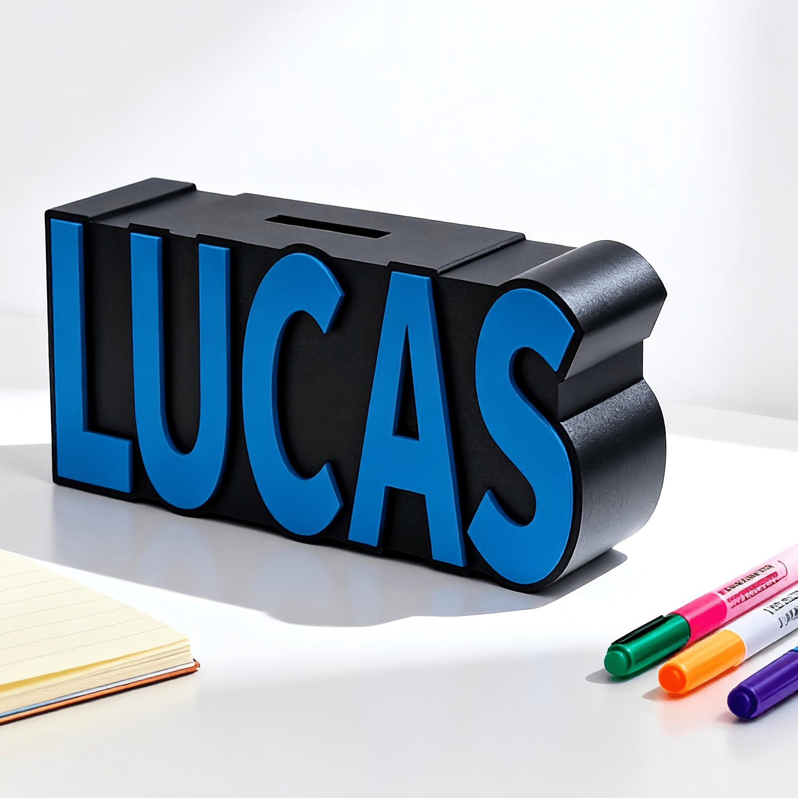 Personalized Letter Money Bank - Customize Letters & Names, In Orange, Pink And Blue. Durable And Sturdy, It Skills And Is A Fashionable Home Decoration. A Cool, Interesting