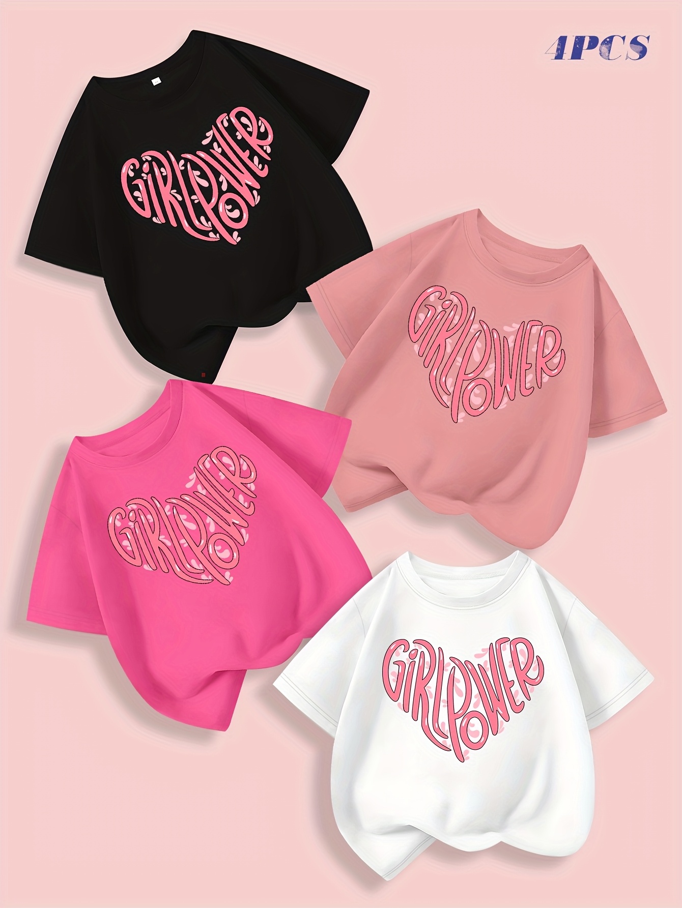 T-shirt Fille 3-13 Ans 2025 - Manches Courtes, Col Rond, Coton Bio, Coupe Confortable