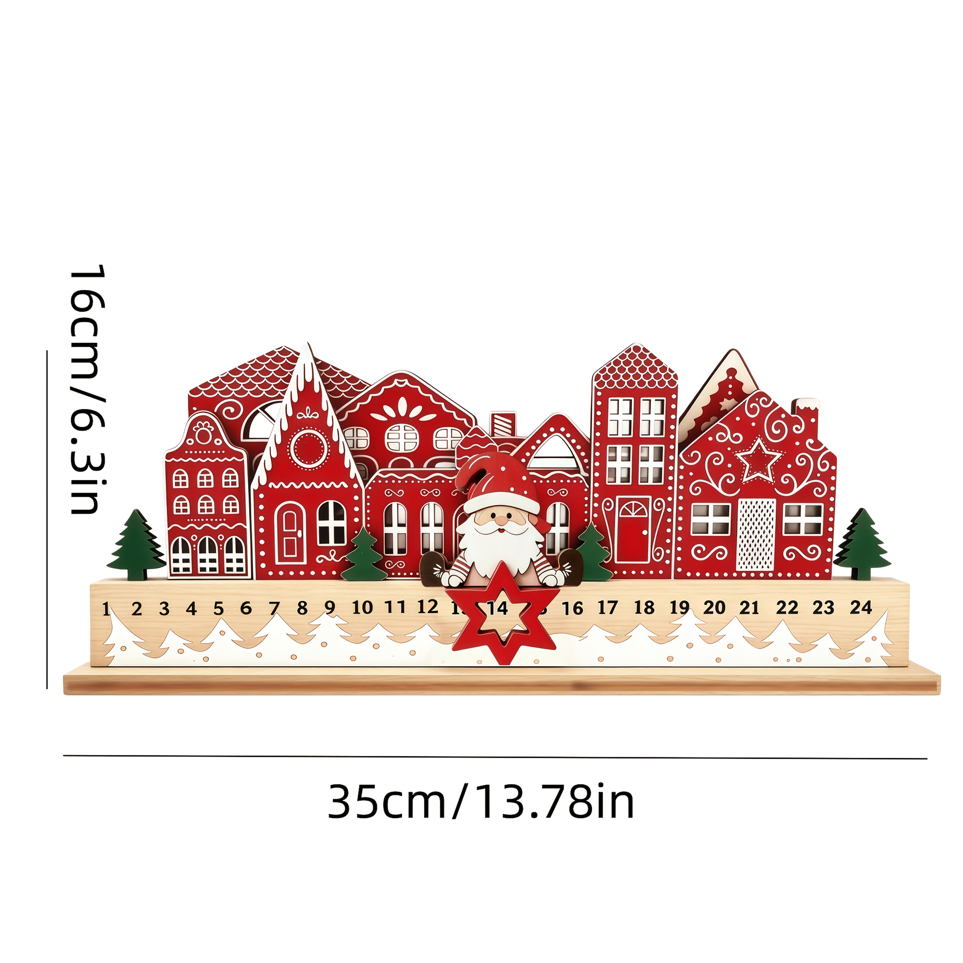 TEMU 1pc New Christmas Countdown 24-day Calendar Wooden Decorative Ornament, Holiday Gift, Christmas Decoration Gift. Suitable For Office, Living