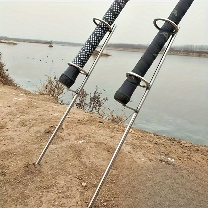 

Fishing Rod Holder, Heavy-duty Metal Fishing Pole Stand, Outdoor Fishing Gear, Double Ring Ground , No Power, No Battery, Industrial Tool Kit