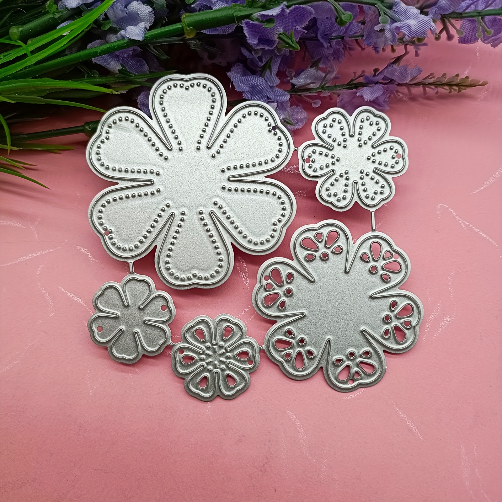 

1pc Metal Cutting Dies Five-in-one 6-petal Flower Die Cut Mold Decoration Craft Knife Mold Punch Stencils For Diy Scrapbook