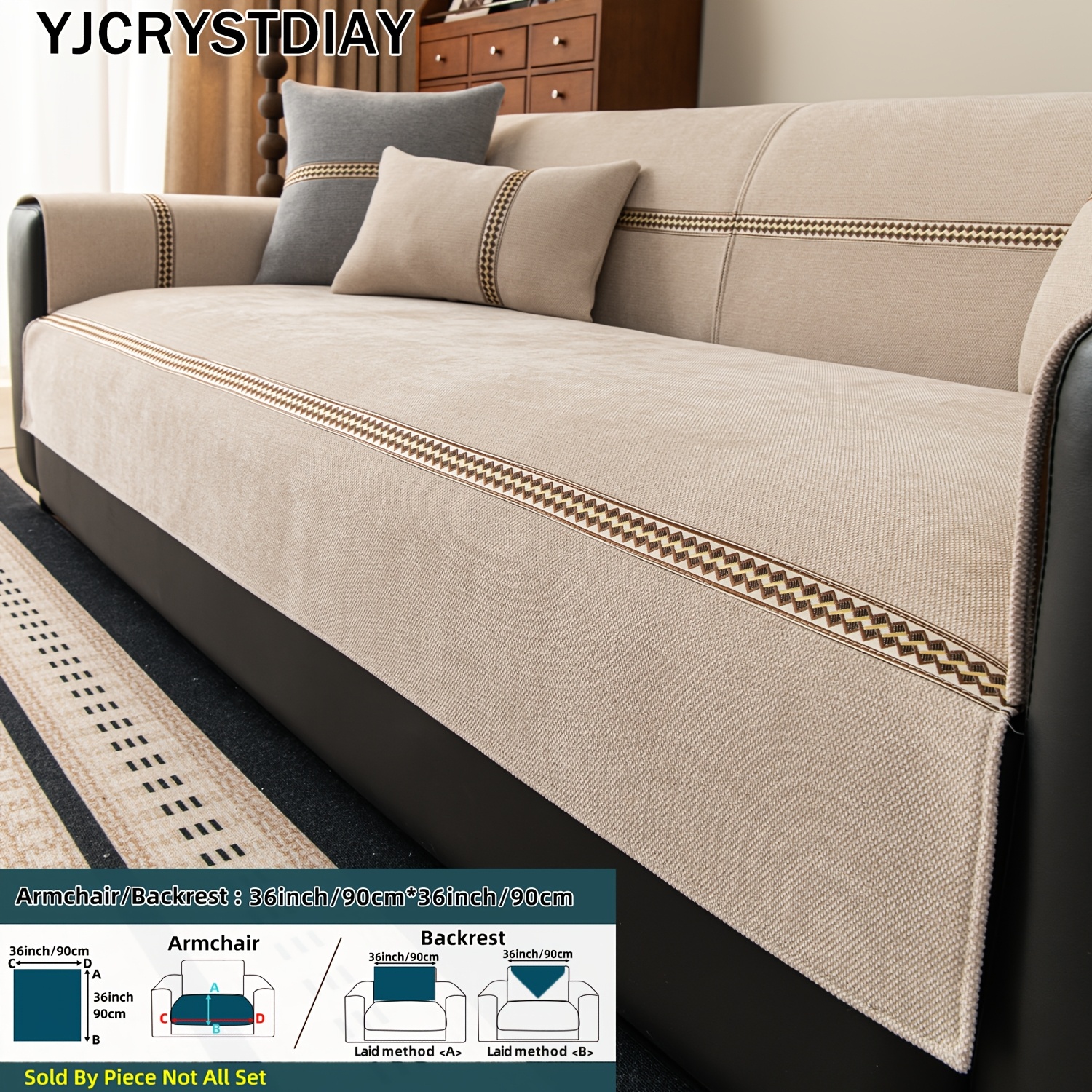 TEMU 1pc Premium Chenille Sofa Cushion â Thickened Chenille Sofa Cushion With Easy , Pet-friendly Cushion, Machine Washable Sofa Cover, Carpet