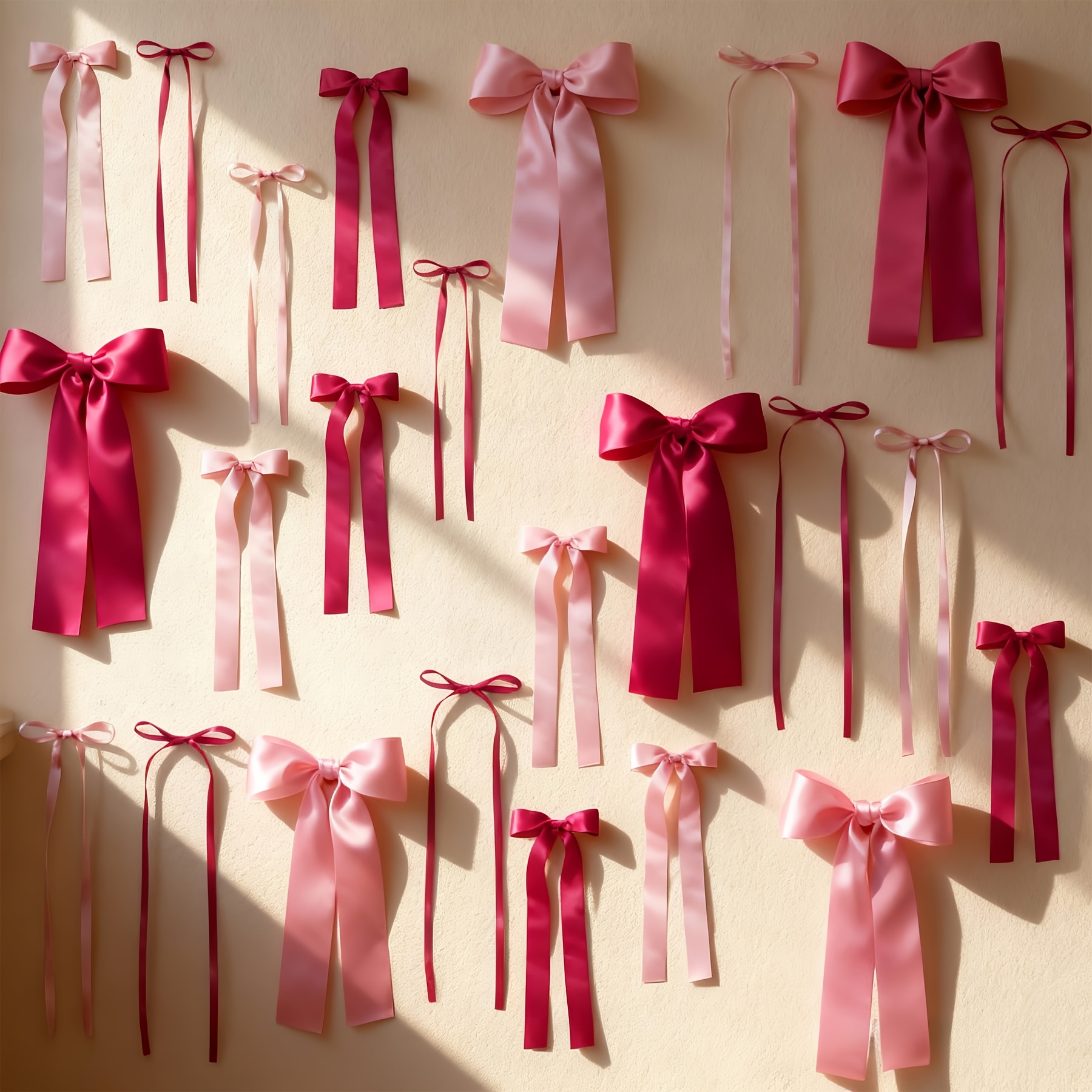 24pcs Pink Bows For Wall Decor, Bow Garland For Photo Backdrop Birthday Room Bedroom Decor, Wedding Shower Bridal Bachelorette Party Decorations ( Red) Christmas, Halloween
