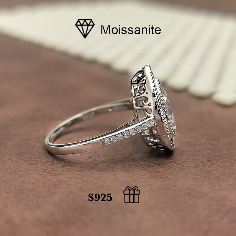 S925 Silver 2ct Pear Moissanite Ring, Wedding Ring, Low Allergy