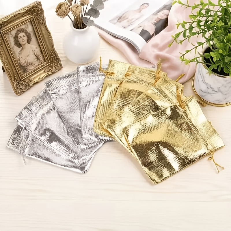 15pcs Golden Silvery Drawstring Bag Set