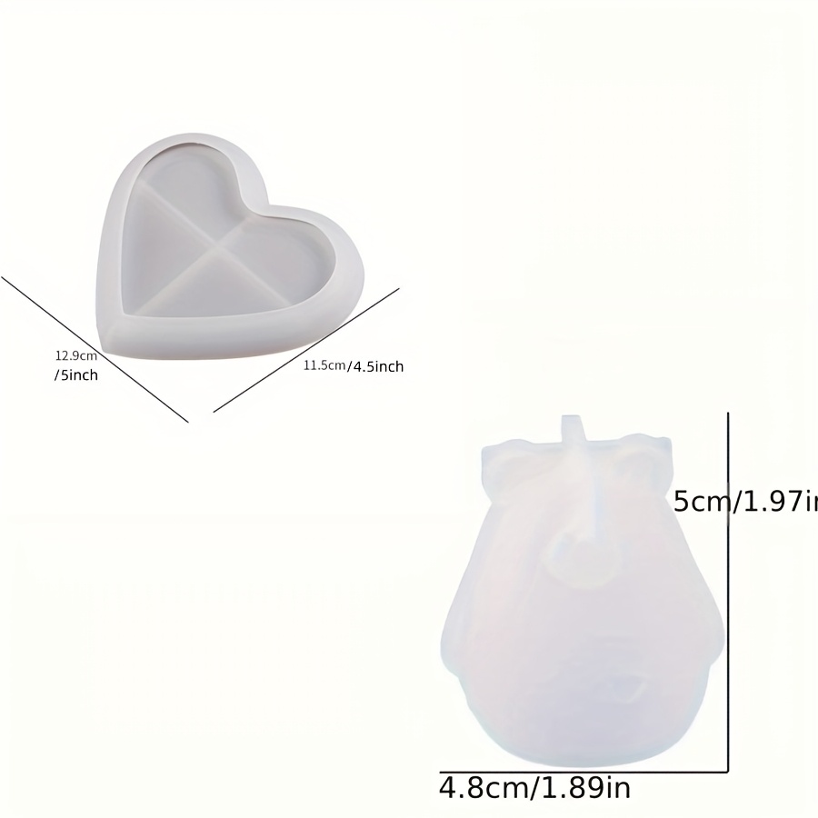 2pcs Diy Crystal Resin Mold Set: Cute Cartoon Bear Silicone Molds For , Heart-shaped Dishes & Platters, And Decorative Plaster Trays