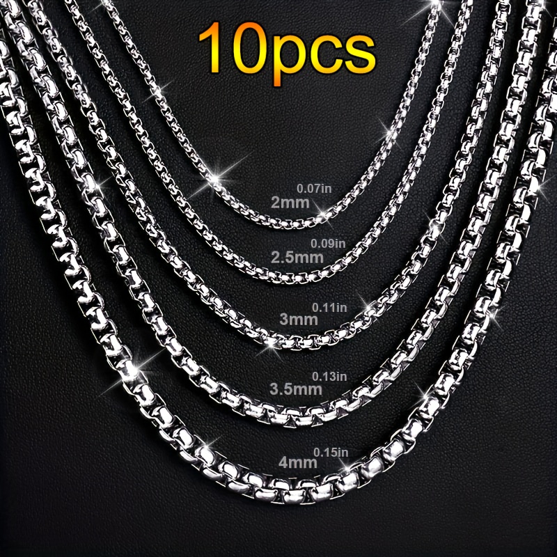 TEMU 10pcs Of Men's Necklaces, Necklace Set, Jewelry Accessories, Stainless Steel Necklaces, Necklaces