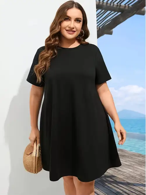 plus size t shirt mini dress Classic Nursing T-shirt Mini Dress | Black - M