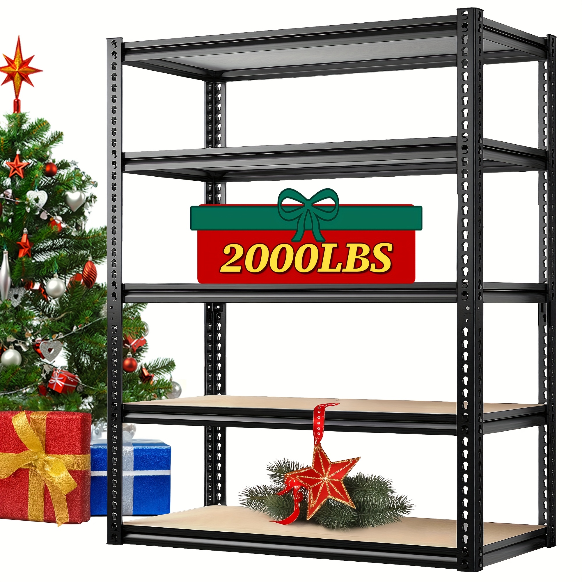 

2020lbs Storage Shelves 5 Tier Garage Shelving Heavy Duty Adjustable Garage Shelves, Utility Rack Shelf, Galvanized Steel Shelving Units For Storage Closet, 35.5" W X 11.9" D X 72" H, Black